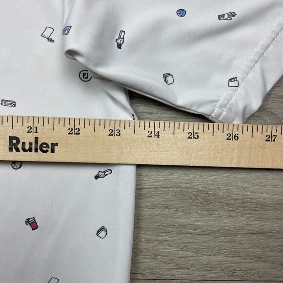 FootJoy Polo Shirt Mens Large White AOP Golfer Stretch Short Sleeve - Picture 10 of 12